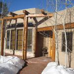 A small guest house feels large inside due to a tall main living area and clerestory windows.  Completed under previous employment with RM Bell & Associates.